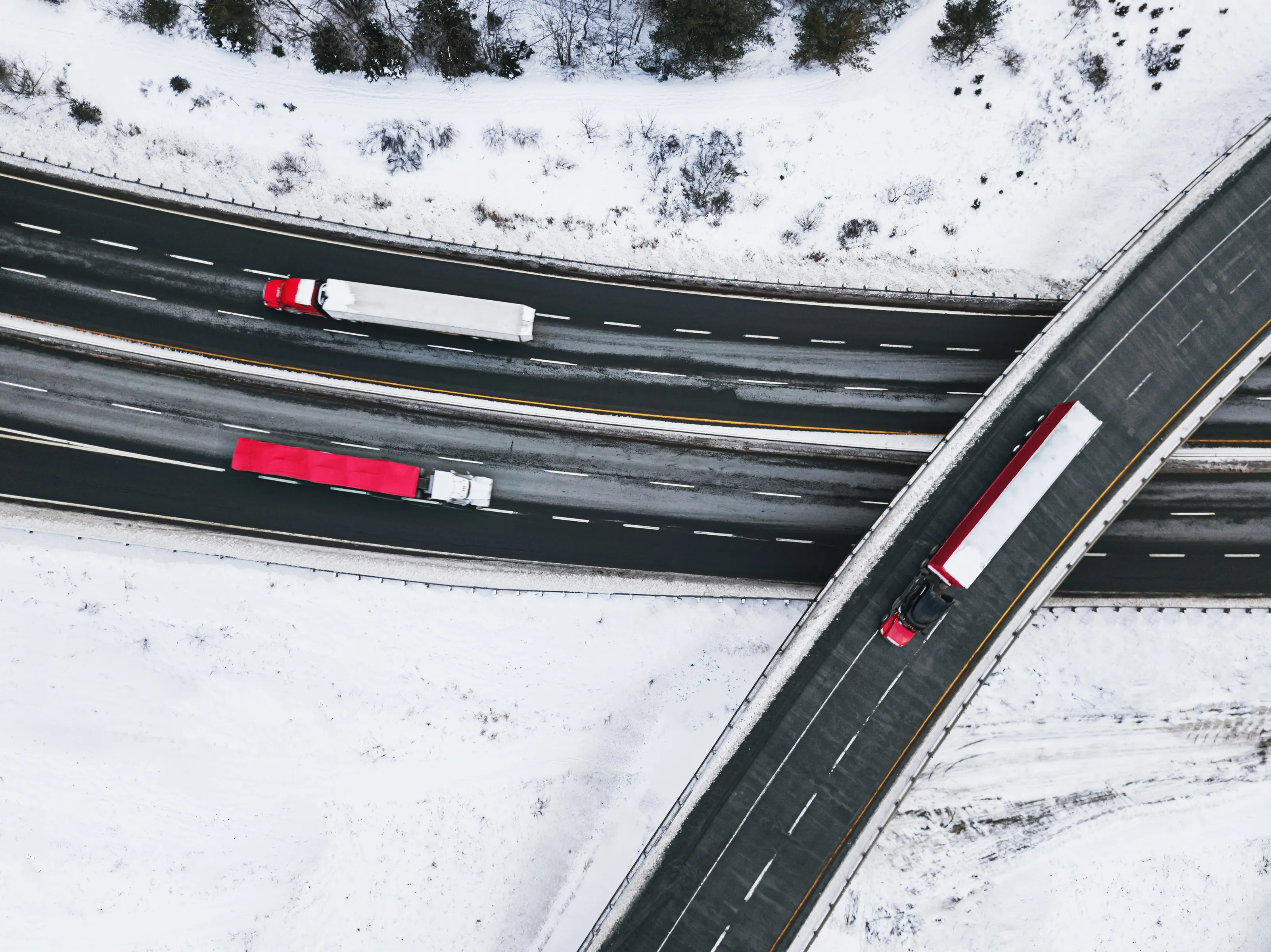 Highway in snowy landscape