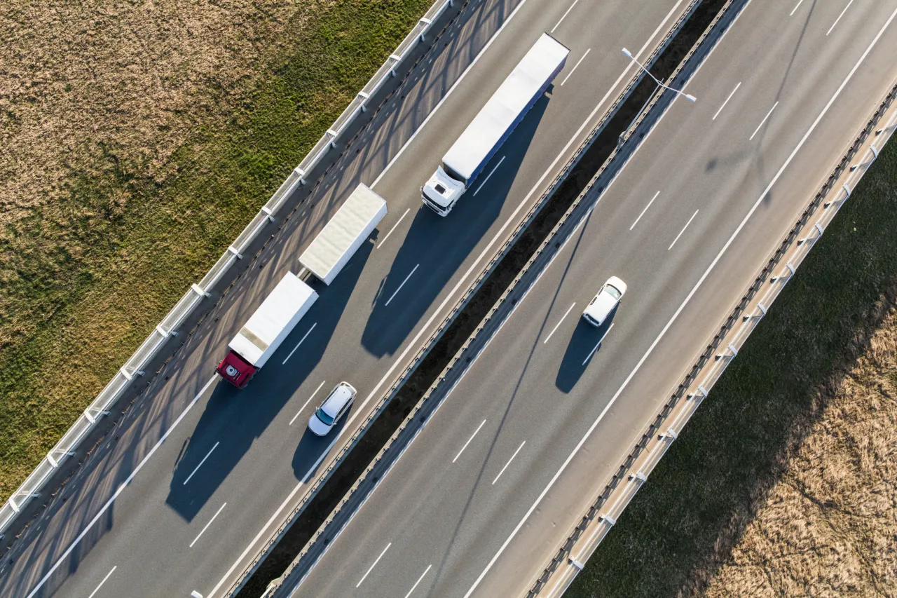 Highway with trucks